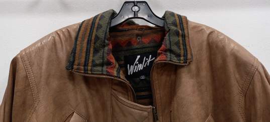 Vintage Winlit Men's 80s Insulated Leather Western Bomber Flight Jacket image number 9