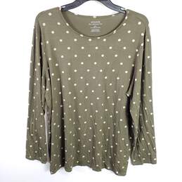 Chico's Women Olive Green Foiled Dot Knit Top Sz 2 NWT