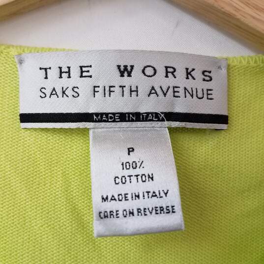 The Works Saks Fifth Ave. Lime Green Button Sweater Women's P image number 2