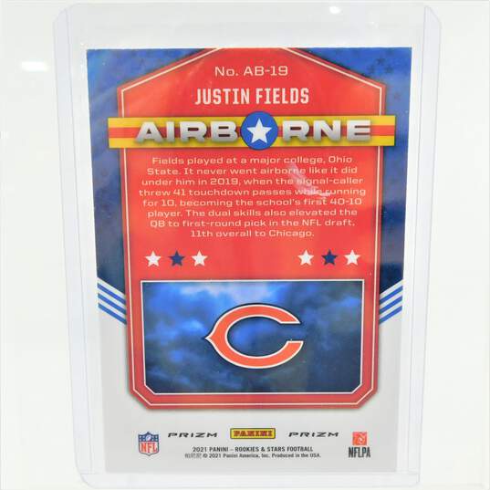 2021 Justin Fields Rookies & Stars Airborne Rookie Silver Prizm Refractor Chicago Bears image number 3