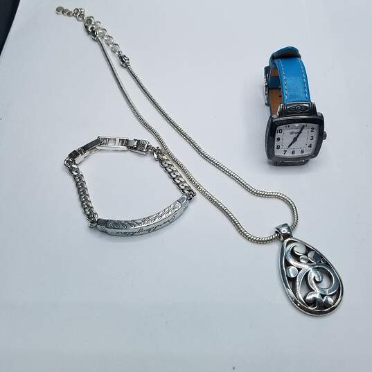 Brighton Orchard Blue Leather Band Watch, Pendant Necklace, and Bracelet Set image number 5