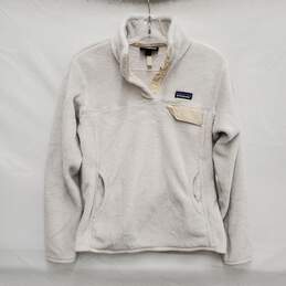 Patagonia WM's White & Cream Fleece Snap Button Pullover w Polartec Size M