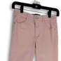 Womens Pink Denim Light Wash Stretch Pockets Straight Leg Jeans Size 00 P image number 3