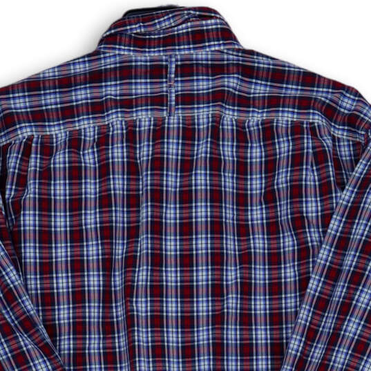 Mens Multicolor Plaid Long Sleeve Spread Collar Button-Up Shirt Size Large image number 4