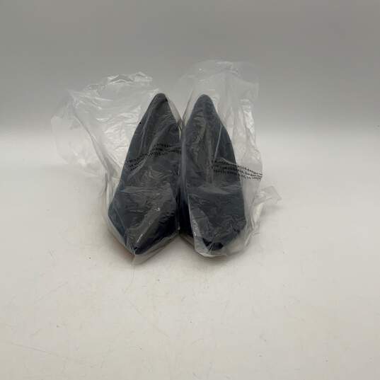 NIB Womens Bambu Black Suede Pointed Toe Slip-On Block Pump Heels Size 8.5 image number 1