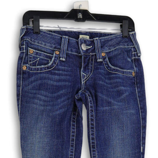 Womens Blue Denim Medium Wash 5-Pocket Design Straight Leg Jeans Size 25 image number 4