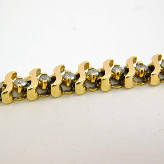 14K Yellow Gold 1.41 CTTW Diamond Tennis Bracelet 11.0g image number 5