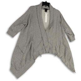 NWT Womens Gray Knitted Pockets 3/4 Sleeve Shawl Collar Cardigan Sweater M