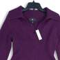 NWT BR Womens Purple Knitted Spread Collar Long Sleeve Short Mini Dress Size M image number 3