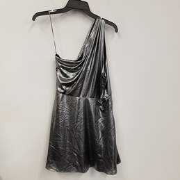 NWT Womens Silver One Shoulder Pullover Short Mini Dress Size Large alternative image