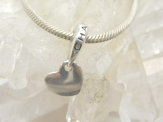 Chamilia Sterling Silver Bracelet w/ Dangle Heart Charm 15.6g image number 5