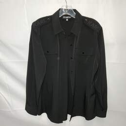 Karl Lagerfeld Paris Black Button Up Long Sleeve Shirt Size M