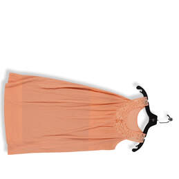 Womens Orange Sleeveless Round Neck Pullover Shift Dress Size Small