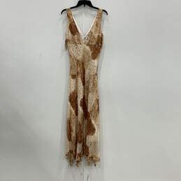 NWT Womens Brown Printed V-Neck Sleeveless Midi Fit & Flare Dress Size 8 alternative image