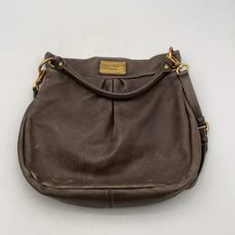 Marc Jacobs Womens Gray Leather Adjustable Strap Inner Pocket Shoulder Bag Purse