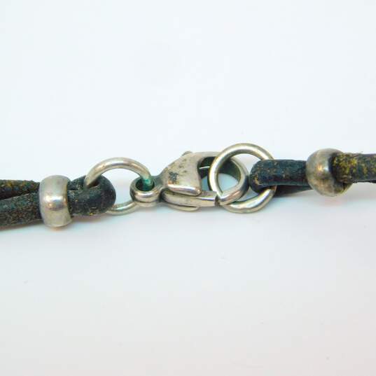 James Avery Designer 925 Plain Latin Cross Pendant On Leather Necklace 6.2g image number 4