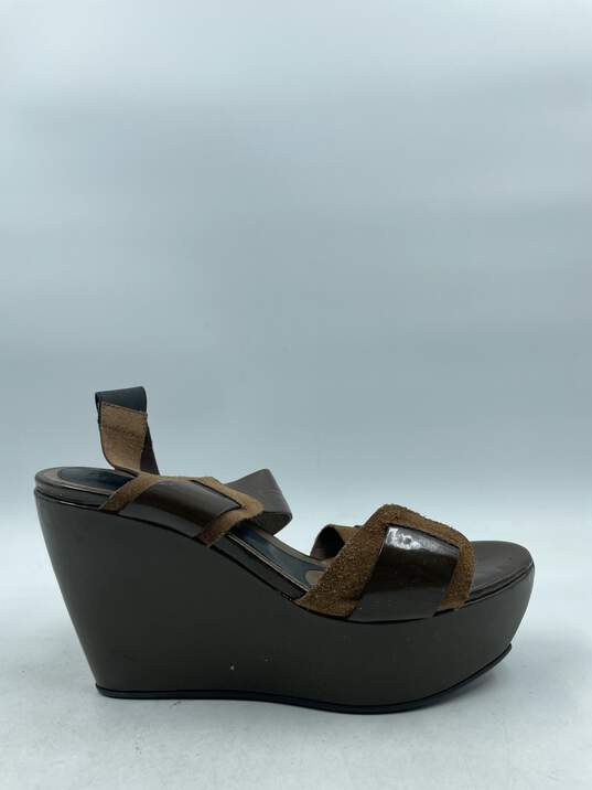 Marni Chocolate Patent Wedge Sandals W 9 COA image number 1