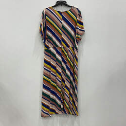 Womens Multicolor Striped V-Neck Short Sleeve Pullover A-Line Dress Size 20 alternative image