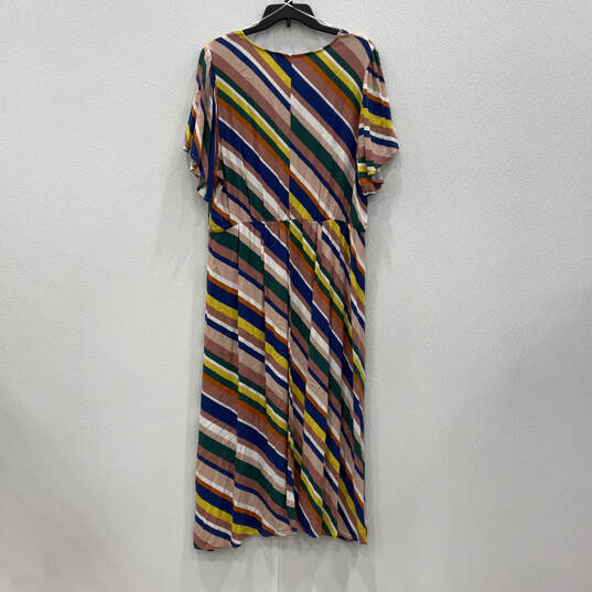 Womens Multicolor Striped V-Neck Short Sleeve Pullover A-Line Dress Size 20 image number 2