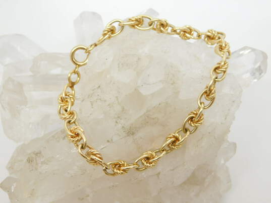 14K Yellow Gold Fancy Link Chain Bracelet 14.5g image number 2