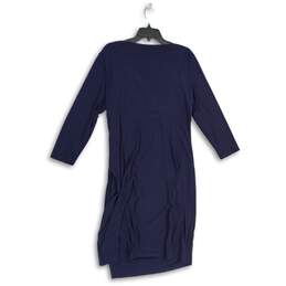 Ralph Lauren Womens Navy Blue Surplice Neck Long Sleeve Shift Dress Size 16 alternative image