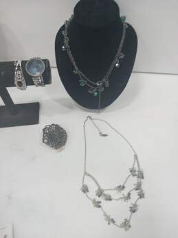 Bundle of Assorted Blue and Silver Toned Jewelry