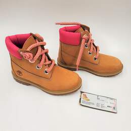 Timberland Heritage 6in Waterproof Boot Wheat Nubuck Leather Pink Women's Size 7