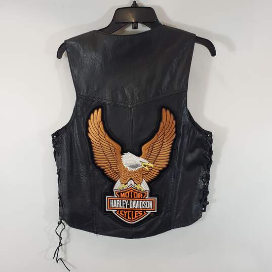 Silver Bike Unisex Black Leather Motorcycle Vest S image number 2