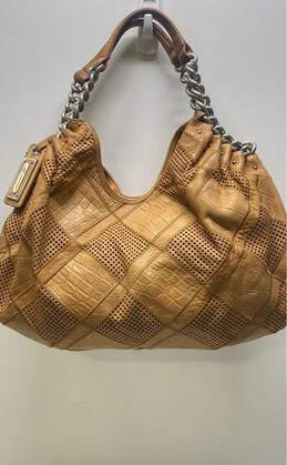B. Makowsky Leather Stitched Shoulder Bag Beige