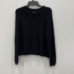 Tahari Womens Black Knitted Crew Neck Long Sleeve Pullover Sweater Shirt Size XS