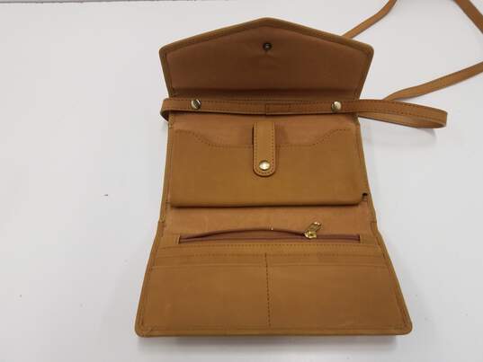 Timberland RFID Tan Nubuck Leather Trifold Small Slim Crossbody Wallet image number 6