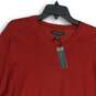 NWT Mens Red Tight-Knit V-Neck Long Sleeve Pullover Sweater Large image number 3