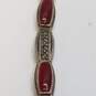 Sterling Silver Red Glass Marcasite Bracelet 21.3g image number 2