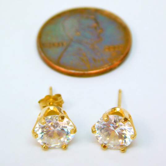 14K Yellow Gold Cubic Zirconia Statement Post Earrings 2.2g image number 5