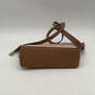 Womens Beige Leather Monogram Adjustable Strap Pockets Zipper Crossbody Bag image number 3