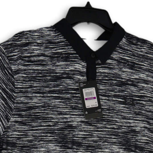 NWT Mens Black White Sapce Dye Short Sleeve Collared Golf Polo Shirt Sz XXL image number 3