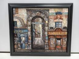 Painting of An Alley & Storefront  In Wooden Frame