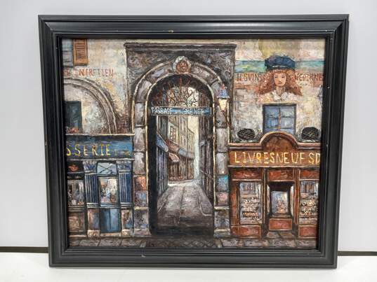 Painting of An Alley & Storefront  In Wooden Frame image number 1