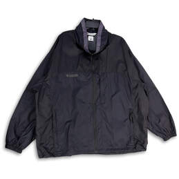 Mens Black Long Sleeve Mock Neck Pockets Full-Zip Windbreaker Jacket Sz 3X