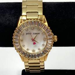 Designer Betsey Johnson BJ00247-08 Gold-Tone Rhinestone Analog Wristwatch