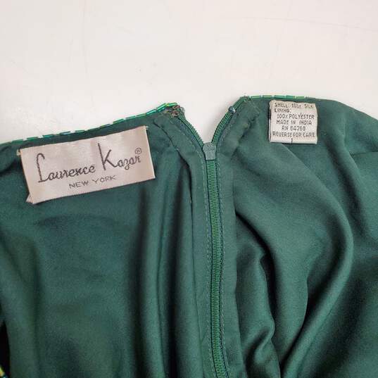 Vintage Laurence Kazar Beaded Silk Short Sleeve Dress No Size Tag image number 3