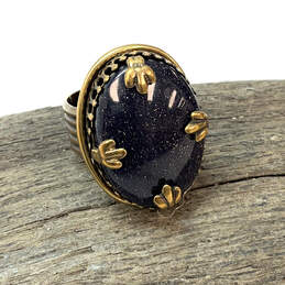 Designer Jan Michaels SF Gold-Tone Black Stone Fashionable Band Ring