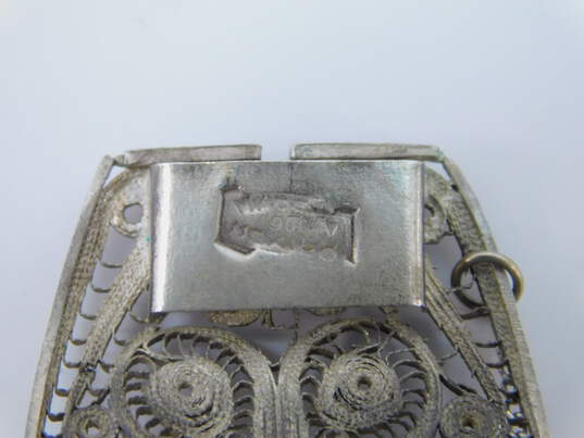 Vintage Mexico 925 Spun Silver Scrolled Flower Filigree Wide Paneled Bracelet For Repair 26.8g image number 6