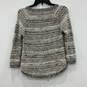 Womens Black White Knitted Round Neck Long Sleeve Pullover Sweater Size Medium image number 2