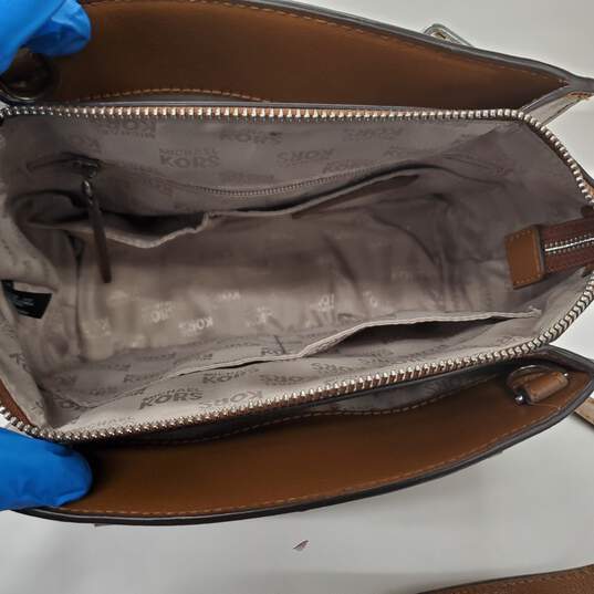Michael Kors Brown Saffiano Leather Studded Crossbody Hand Bag image number 3