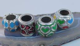 Brighton Designer Silver Tone Enamel Heart Charm Beads 17.3g