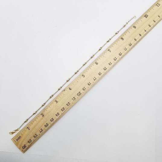 AV 14K White & Yellow Gold Faceted Bead & Coil Bar 9in Bracelet/Anklet 3.8g image number 2