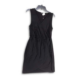 NWT Womens Black Sleeveless V-Neck Pullover Knee Length Wrap Dress Size PM