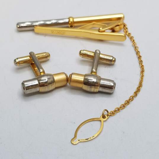 Gold Filled Cuff Links & Tie Clip Bundle 2pcs. 25.2g image number 1
