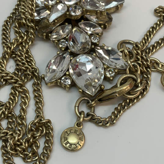 Designer J. Crew Gold-Tone Link Chain Crystal Stone Pendant Necklace image number 4